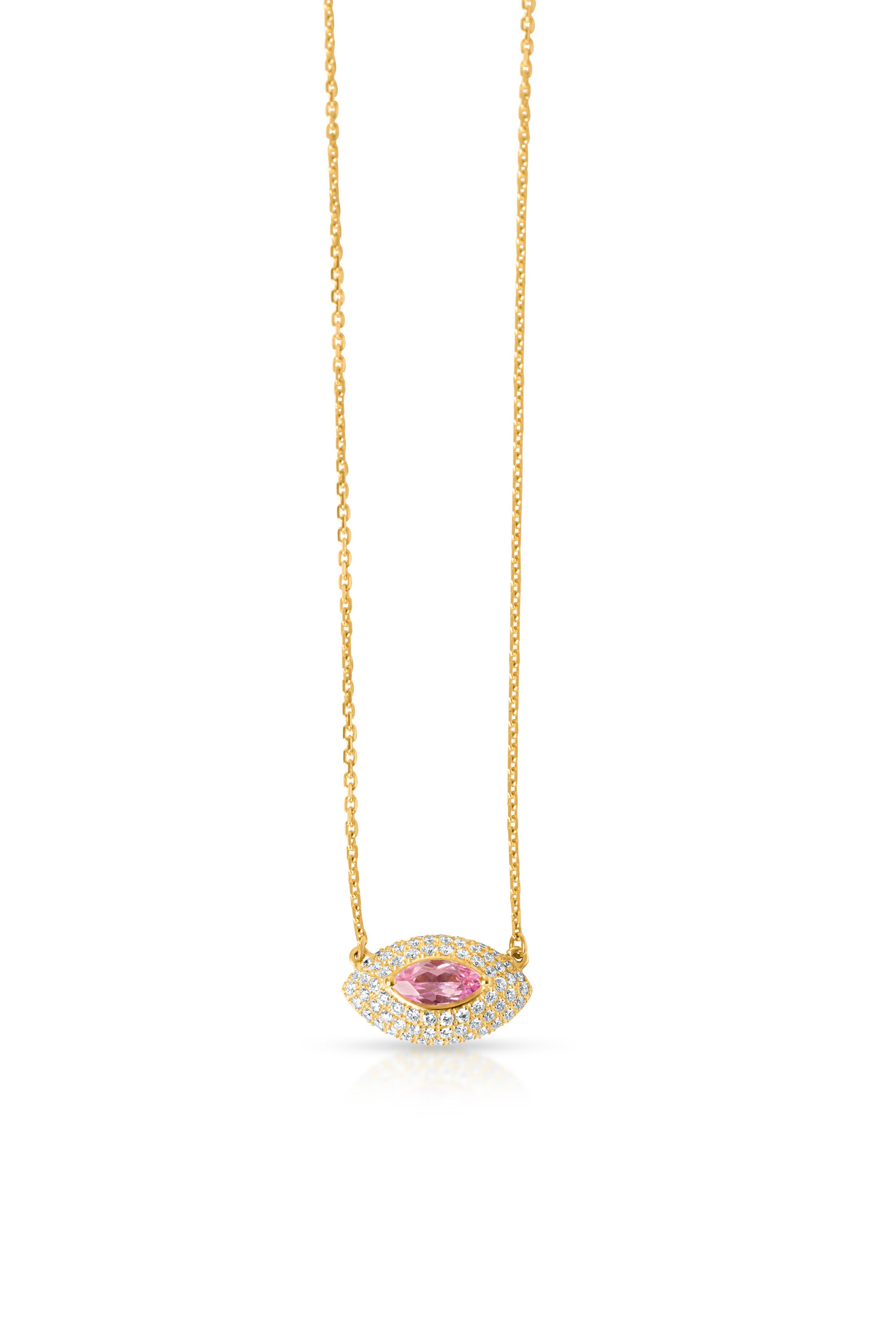 Alora Pavé Necklace, Pink Sapphire in 18k yellow gold — Alexander Kade