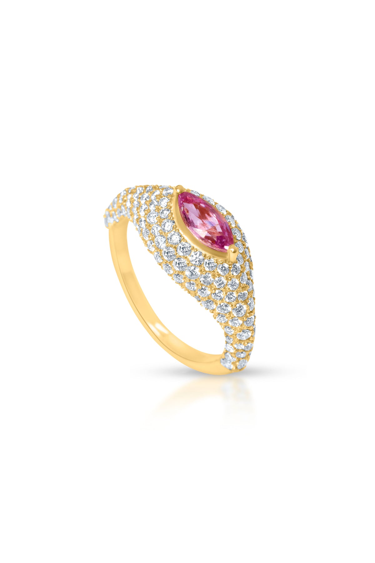 Alora Pavé Ring, Pink Sapphire in 18k yellow gold — Alexander Kade