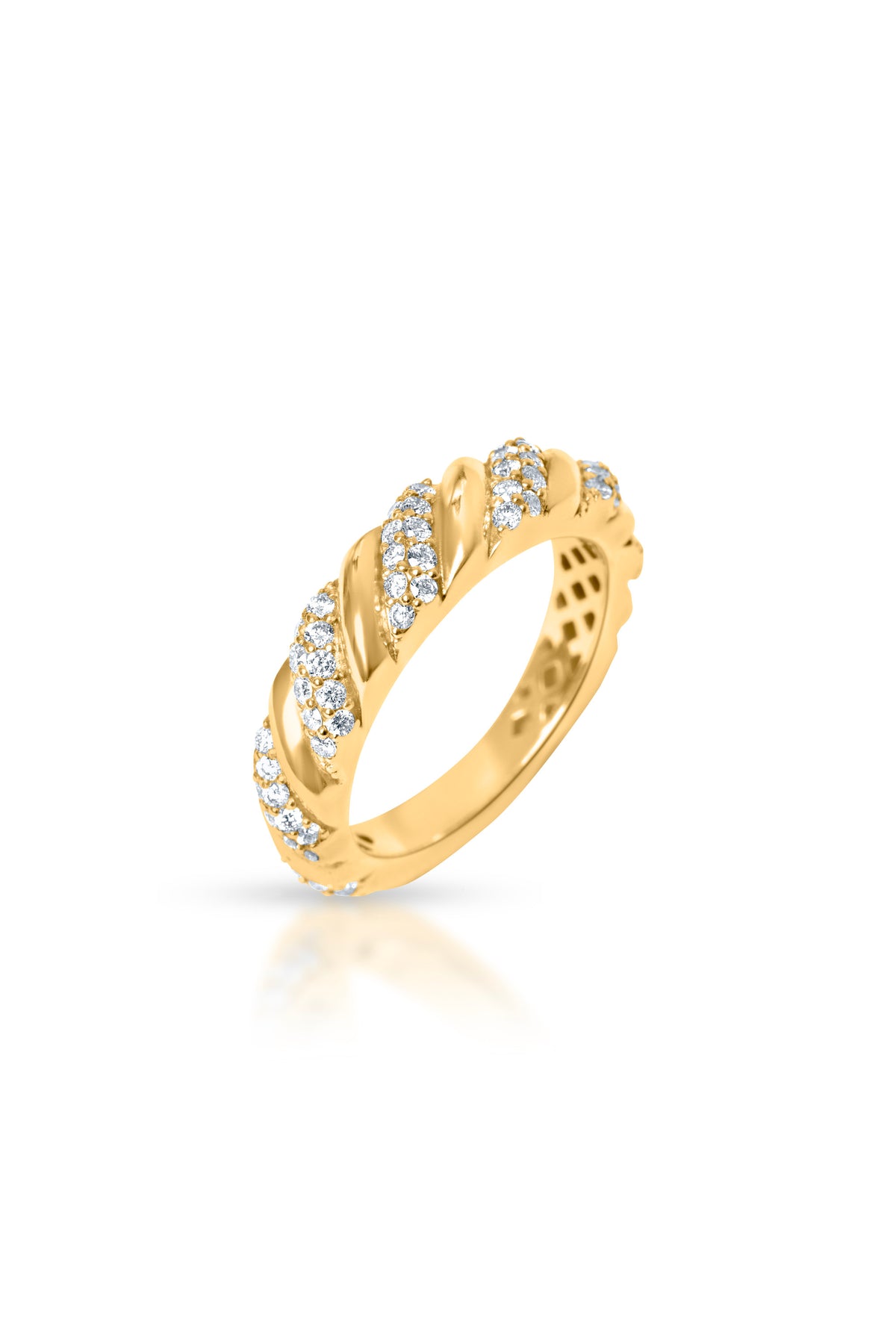 Interlace Thin Ring, Diamond in 18k yellow gold — Alexander Kade