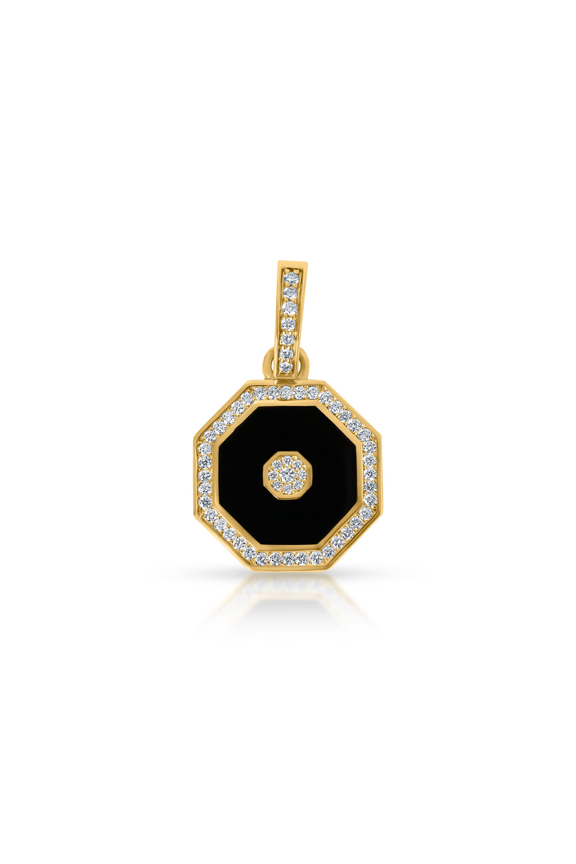 Octagon Pendant, Black Enamel in 18k yellow gold — Alexander Kade