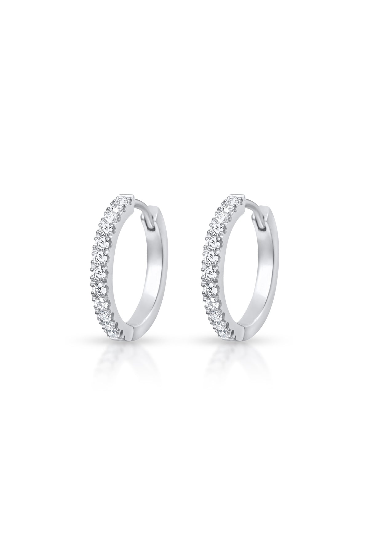 Single Row Diamond Huggie in 18k white gold — Alexander Kade