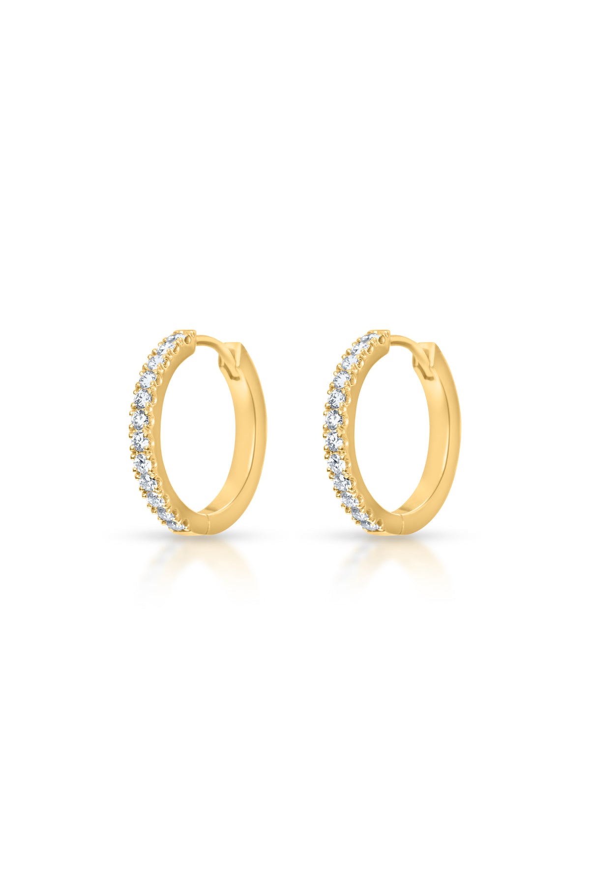 Single Row Diamond Huggie in 18k yellow gold — Alexander Kade