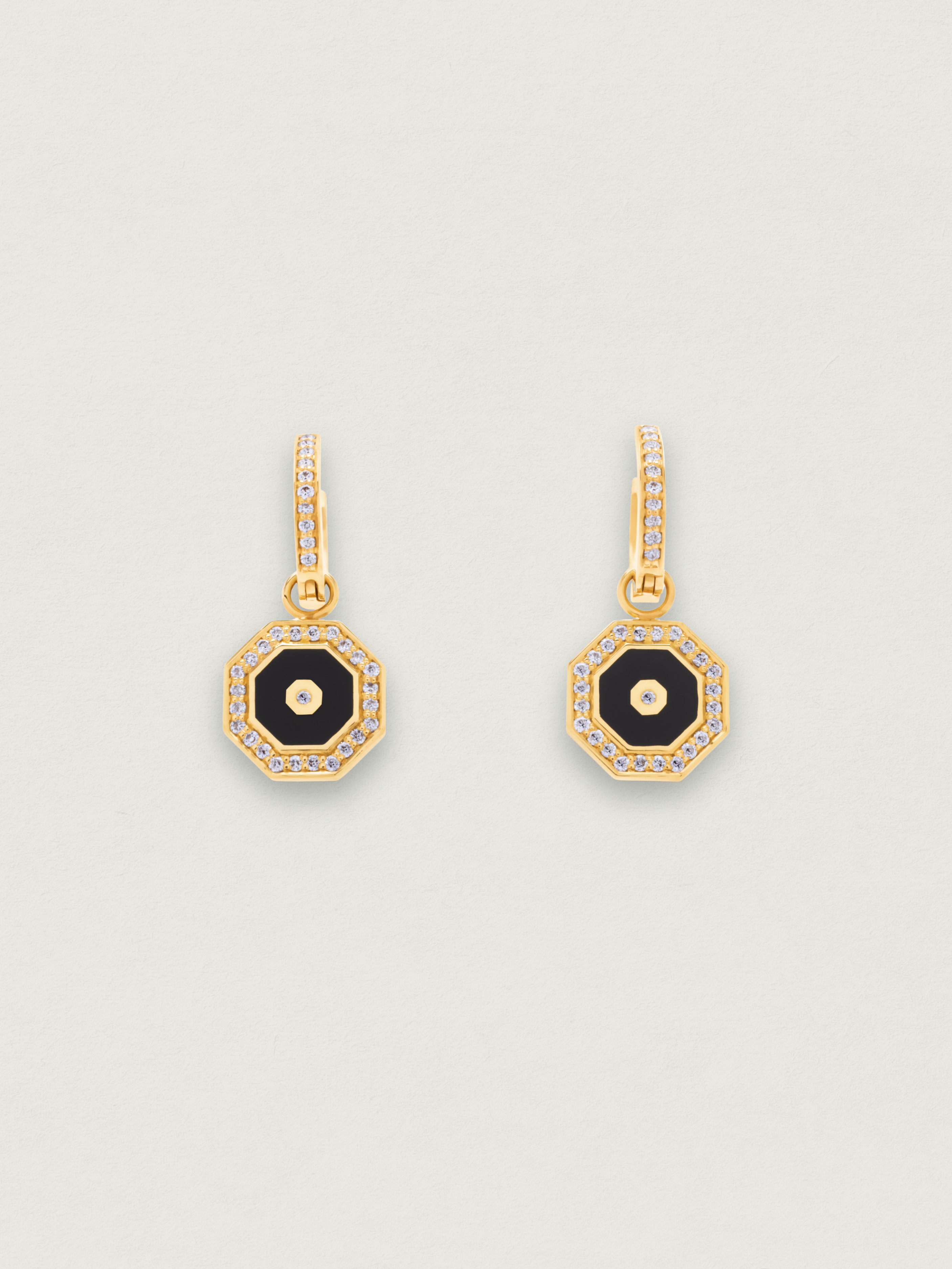 The Beginning, Octagon Drop Earrings with Pave Diamonds