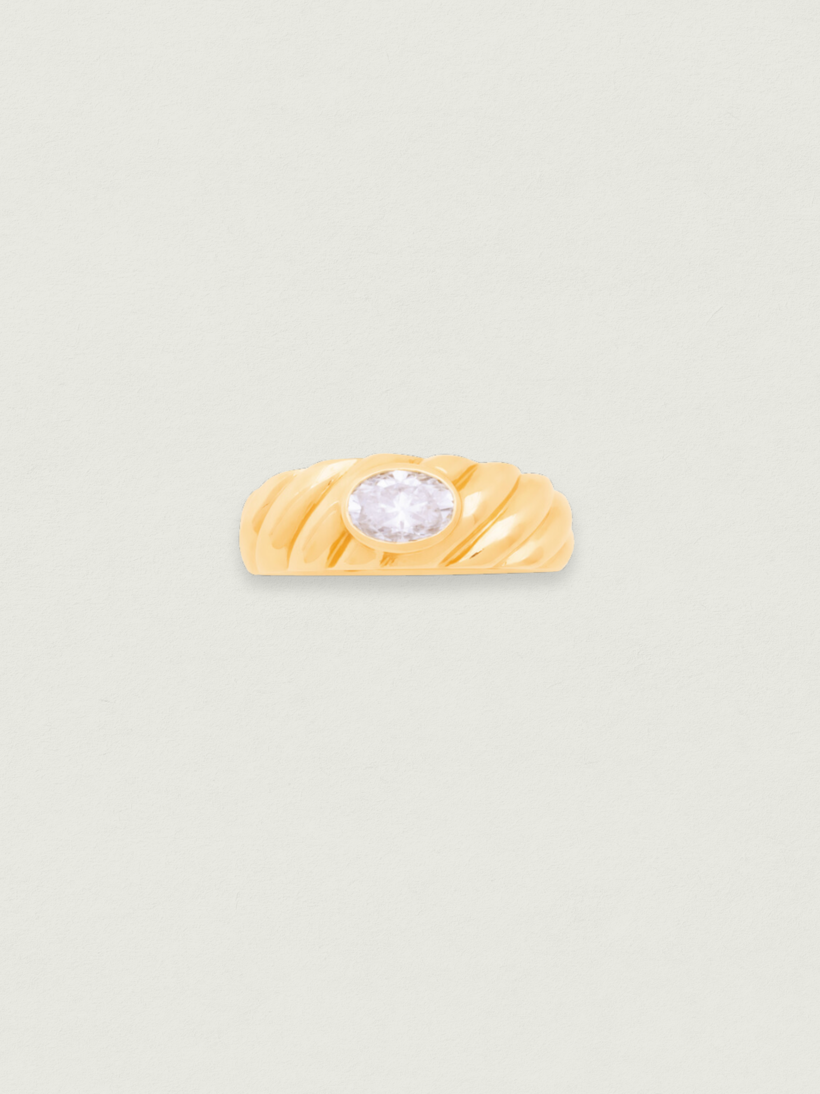 Gold Cable Dome Ring with Moissanite