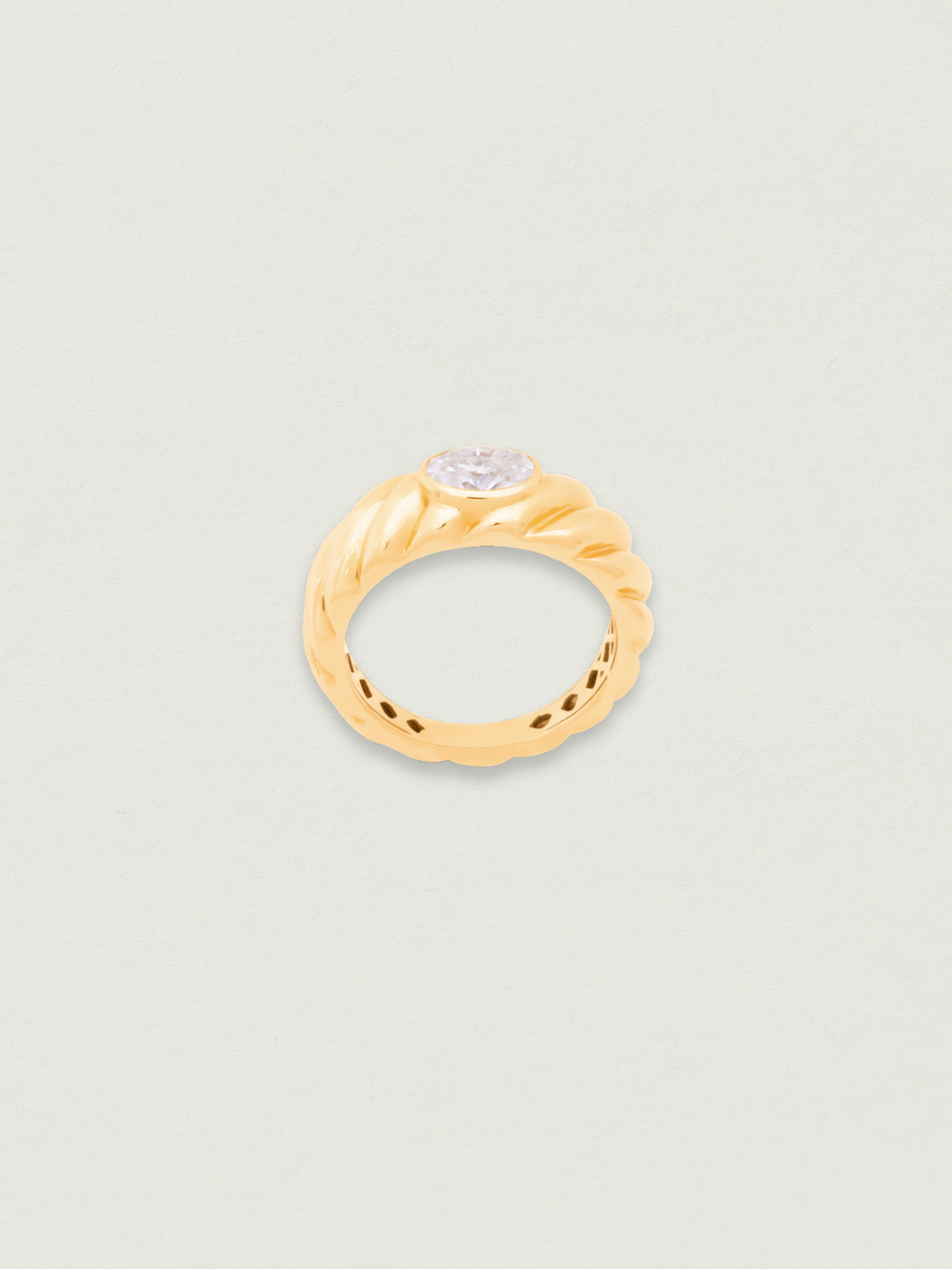 Gold Cable Dome Ring with Moissanite