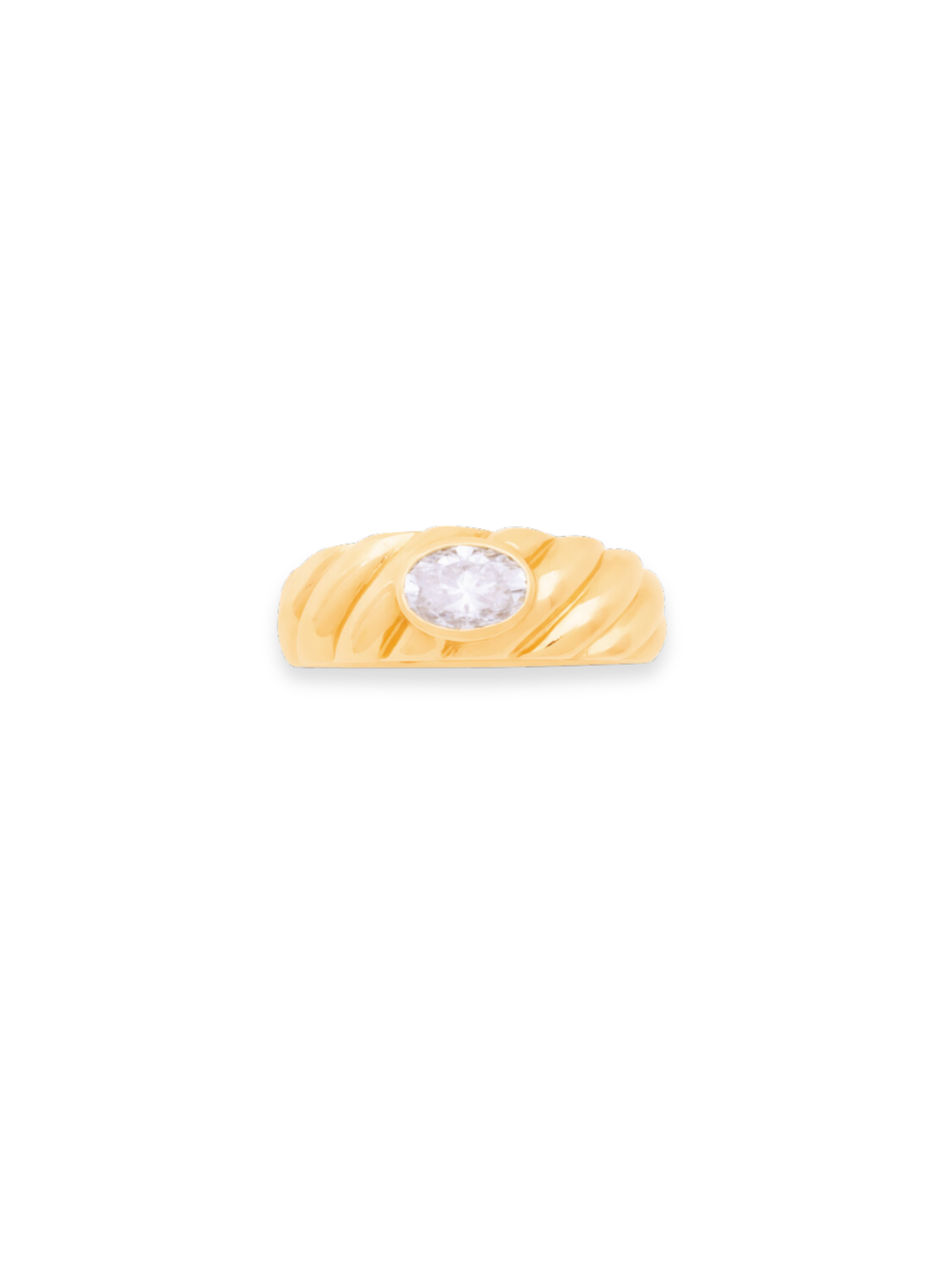 Gold Cable Dome Ring with Moissanite