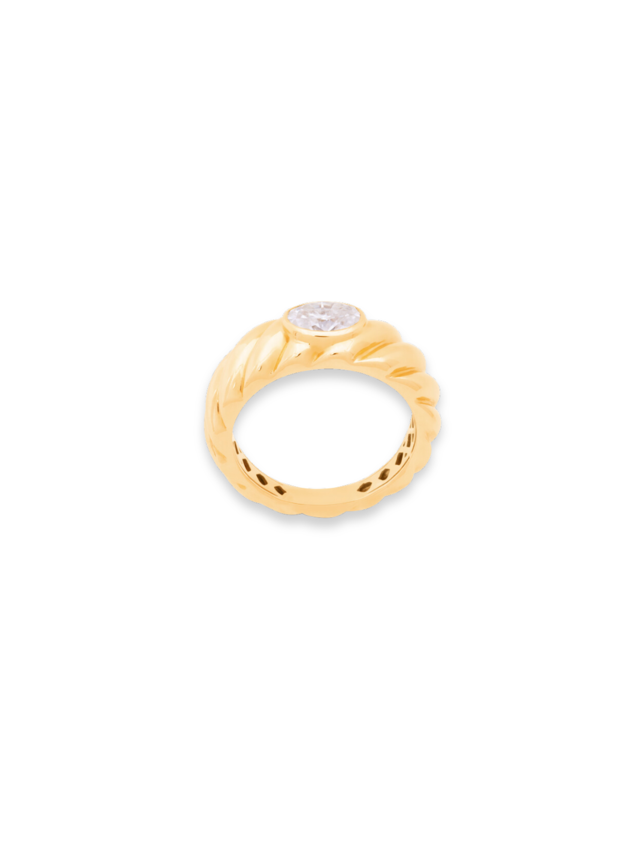 Gold Cable Dome Ring with Moissanite