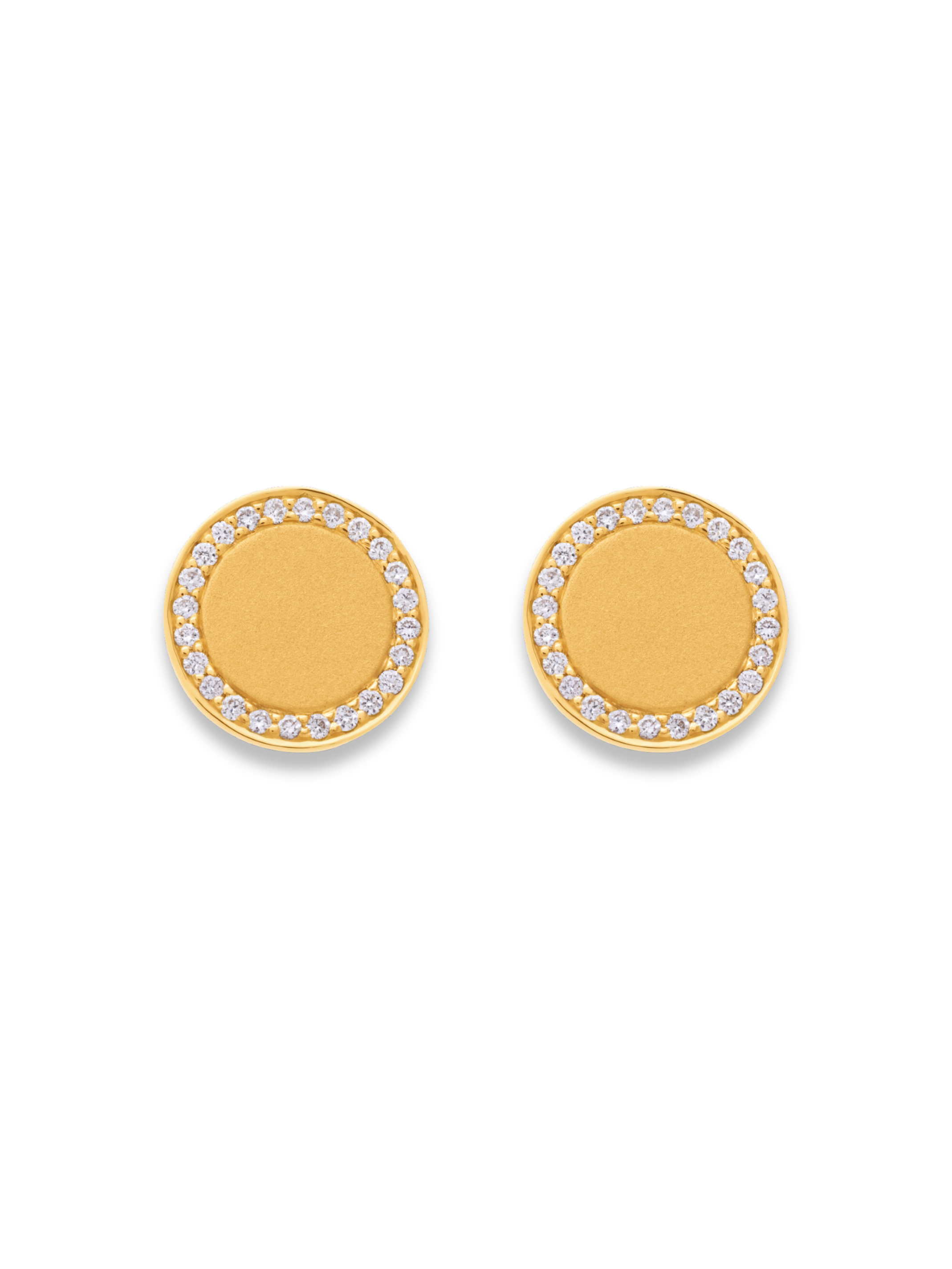 Gold Stud Earrings with Pave Diamonds