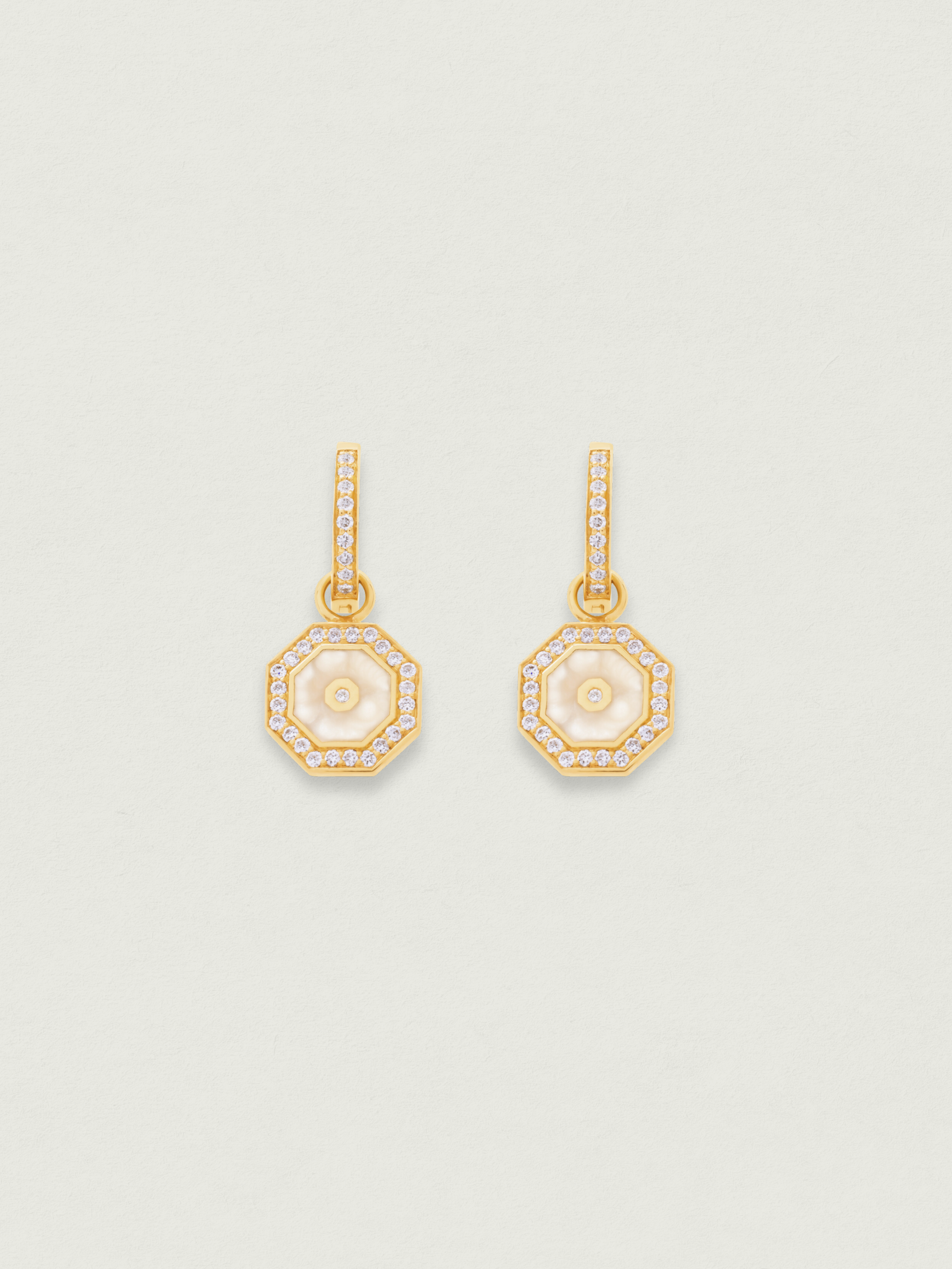 The Beginning, Octagon Drop Earrings with Pave Diamonds