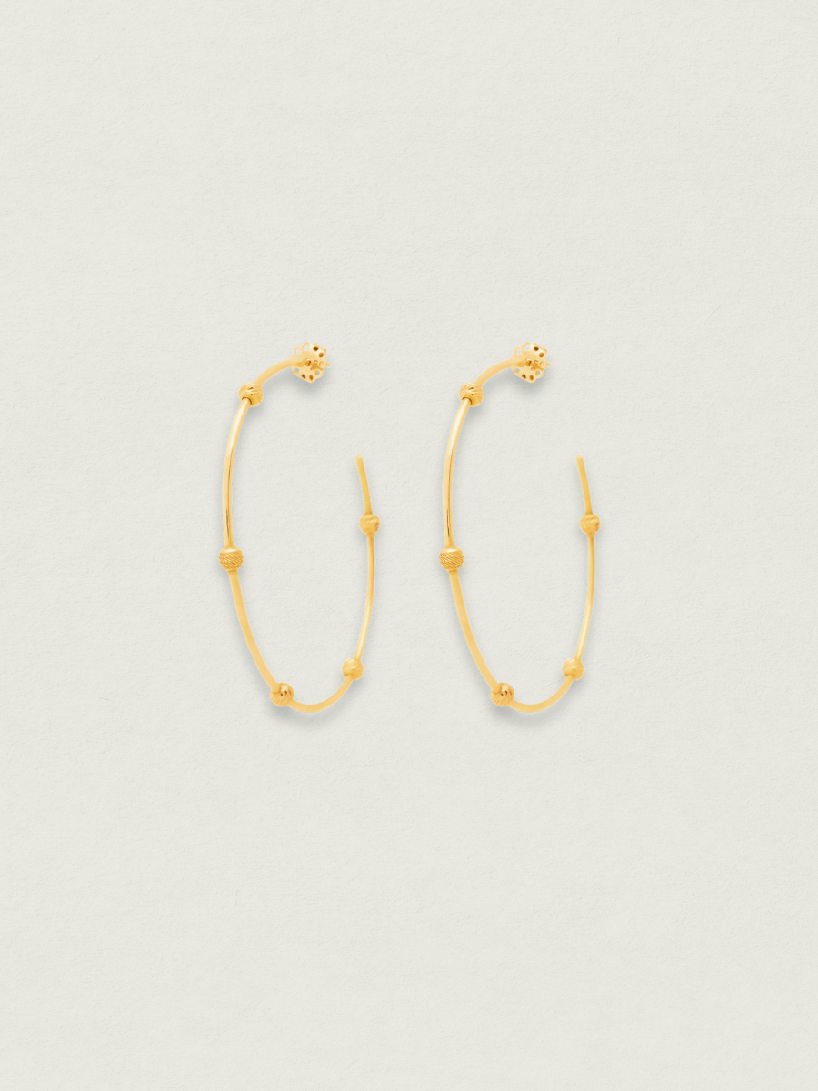 Gold Beaded Hoops