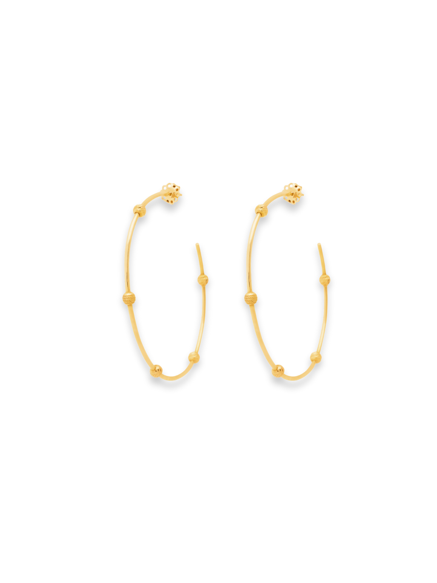 Gold Beaded Hoops