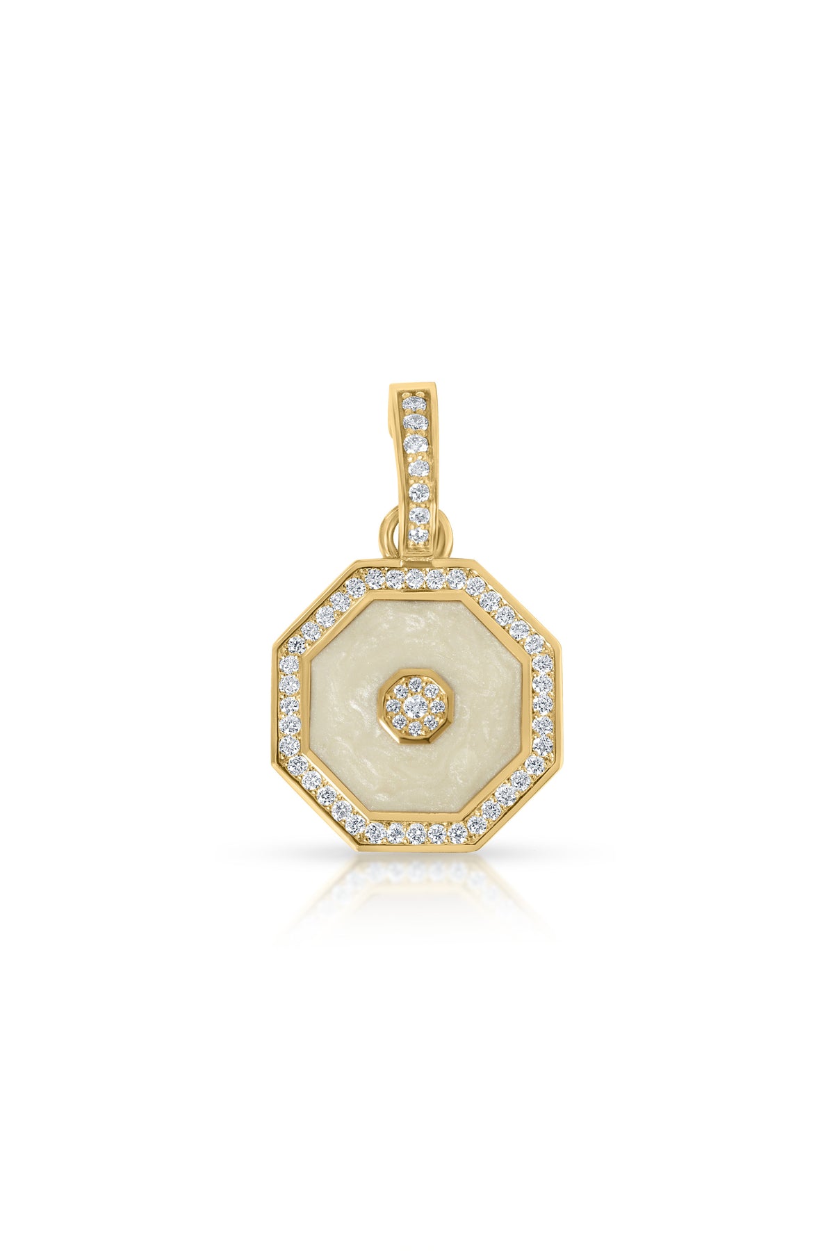 Octagon Pendant, Pearlescent Enamel in 18k yellow gold — Alexander Kade