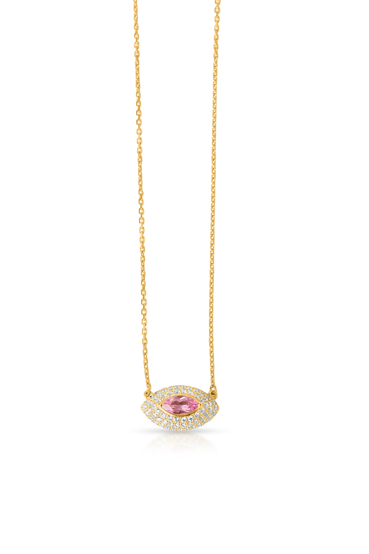 Alora Pavé Necklace, Pink Sapphire in 18k yellow gold — Alexander Kade