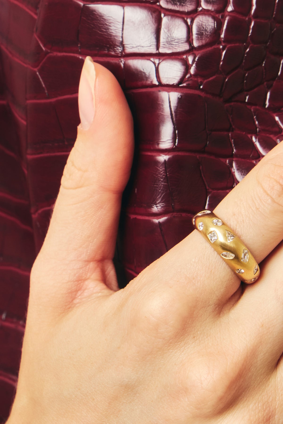 Alora Ring worn on the hand