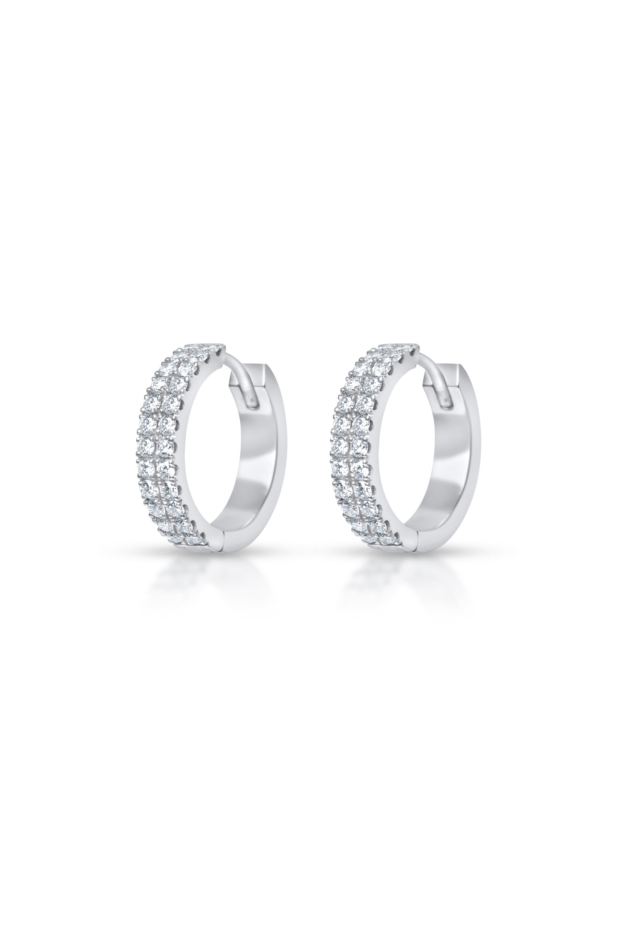 Double Row Diamond Huggie in 18k white gold — Alexander Kade