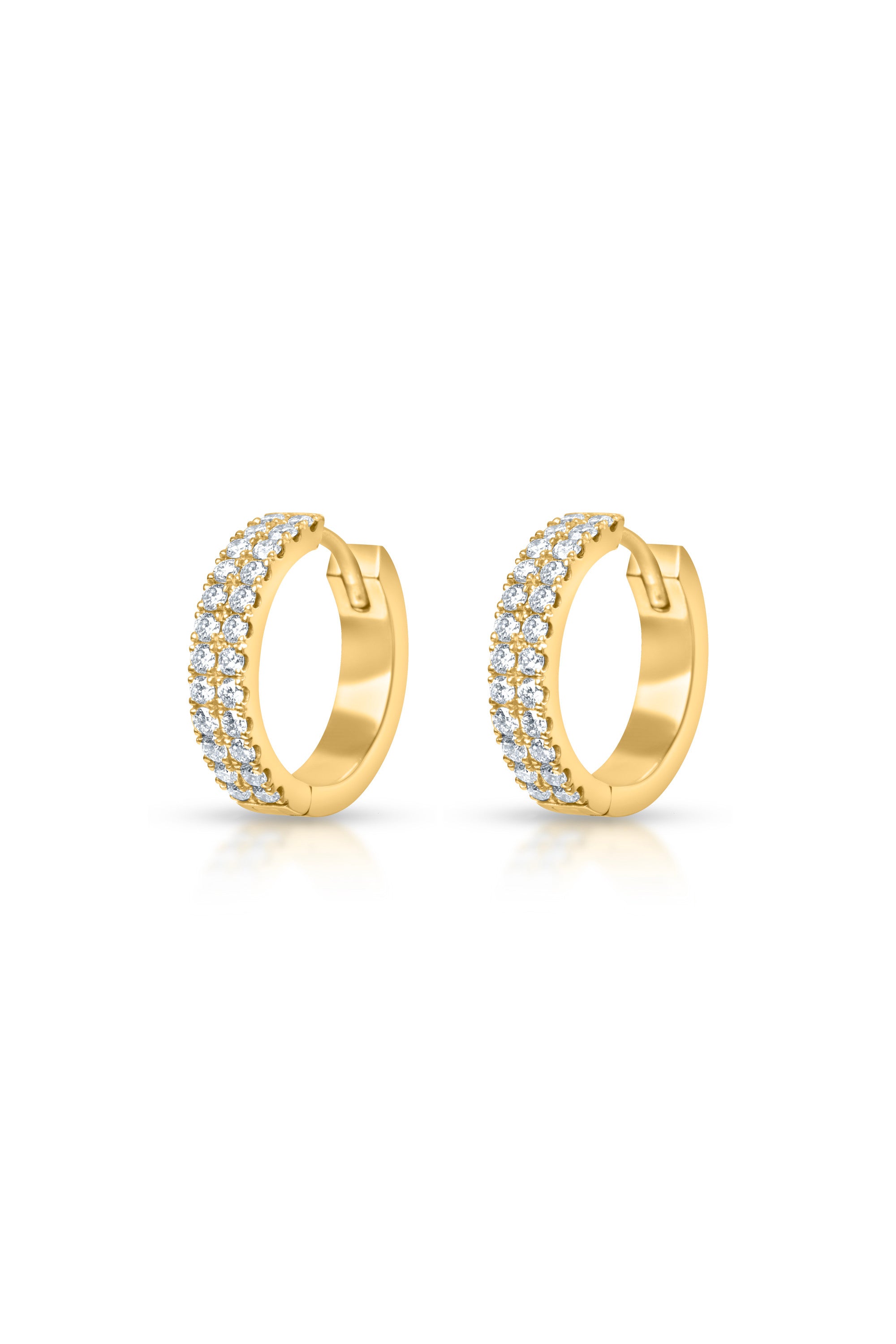 Double Row Diamond Huggie in 18k yellow gold — Alexander Kade