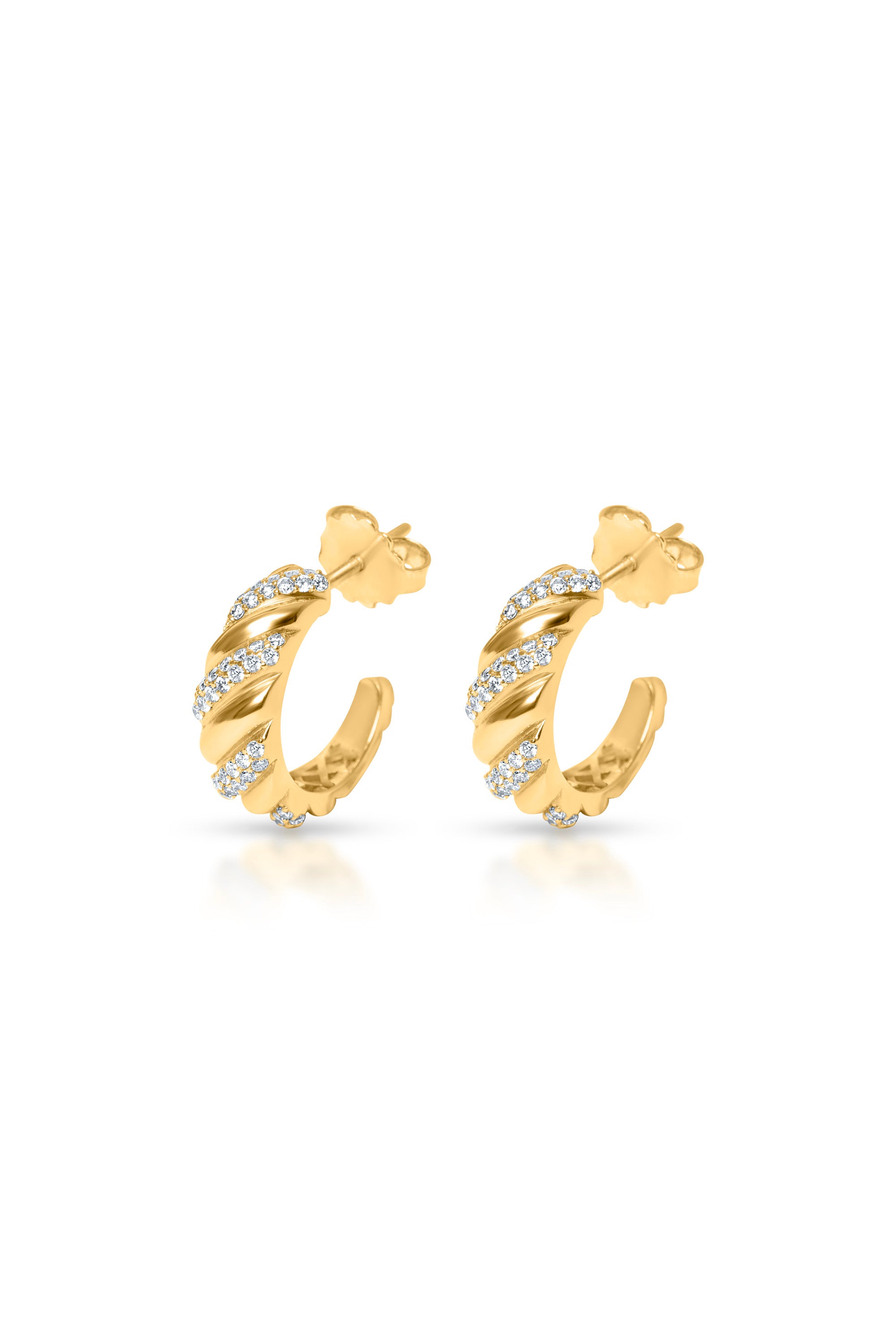 Interlace Mini Hoop, Diamond in 18k yellow gold — Alexander Kade