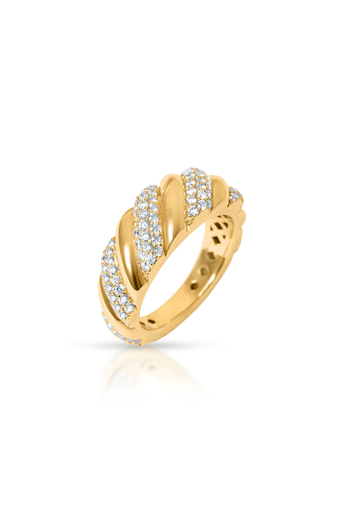 Interlace Thick Ring, Diamond in 18k yellow gold — Alexander Kade