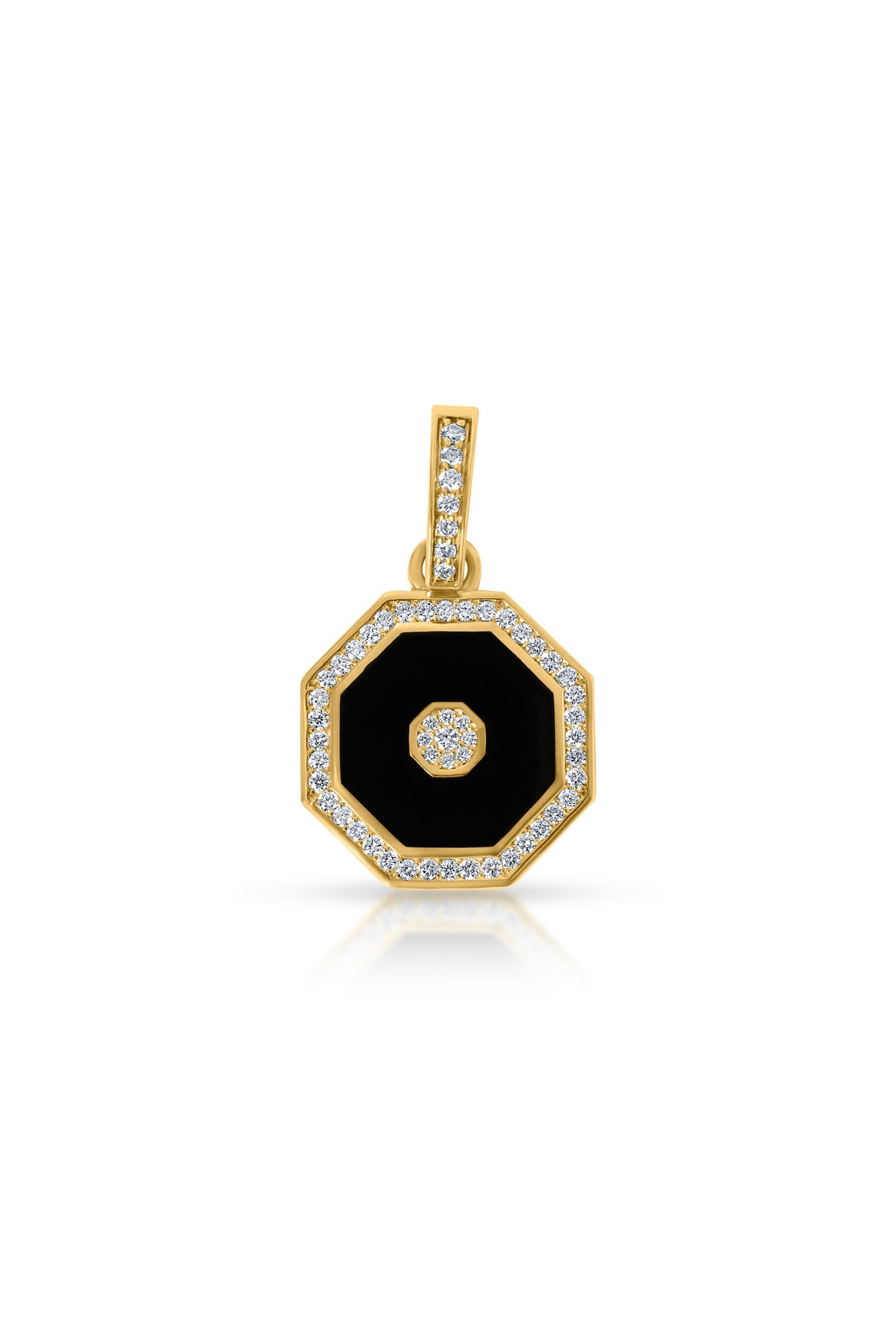 Octagon Pendant, Black Enamel in 18k yellow gold — Alexander Kade
