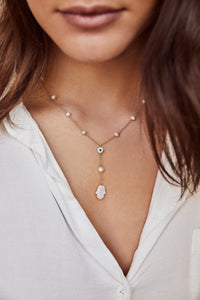 18k Gold Opal Hamsa Necklace, Rosary